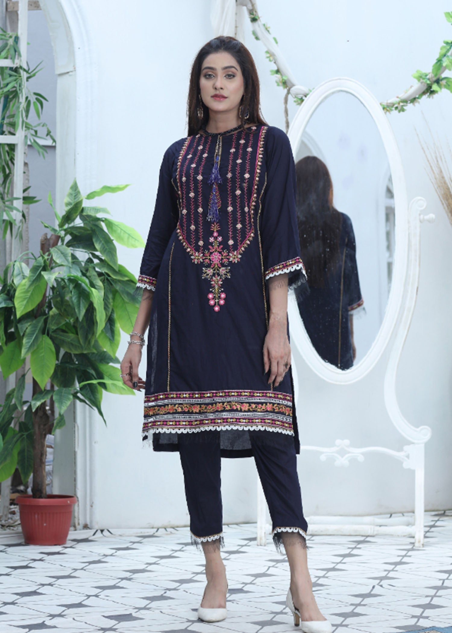 Atrangi BLUE EMBROIDERY DRESS (SS 103) Women 2pcs