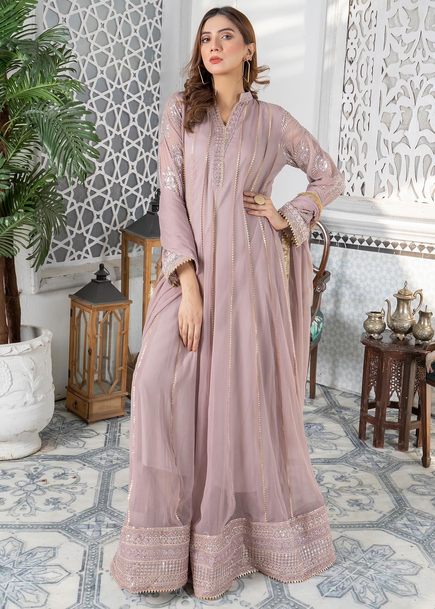 Manahils Maxi 106 Purple Women 3pcs