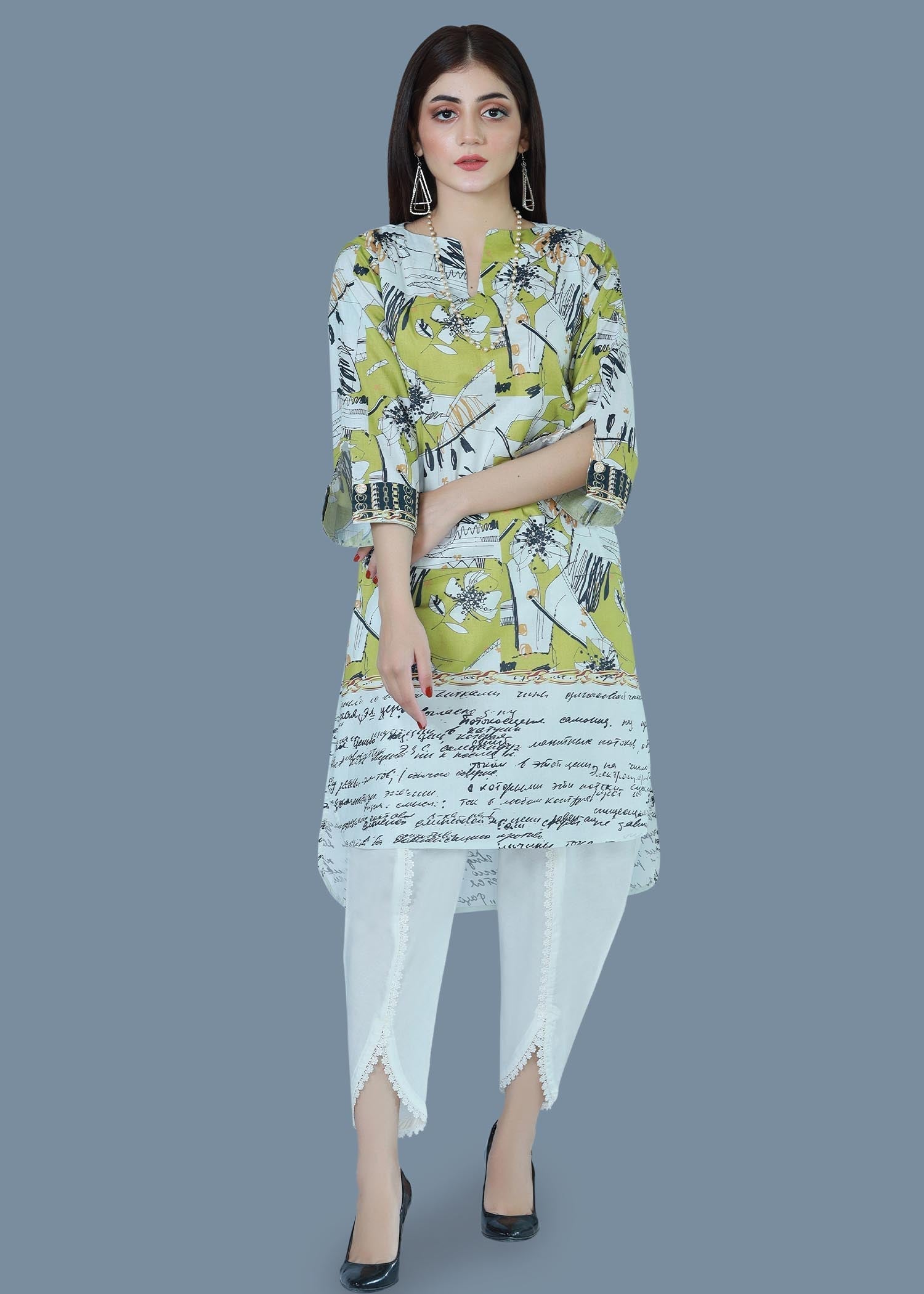 Bareeq Outfits Speckle Lime Printed Lawn Shirt Women 1pcs