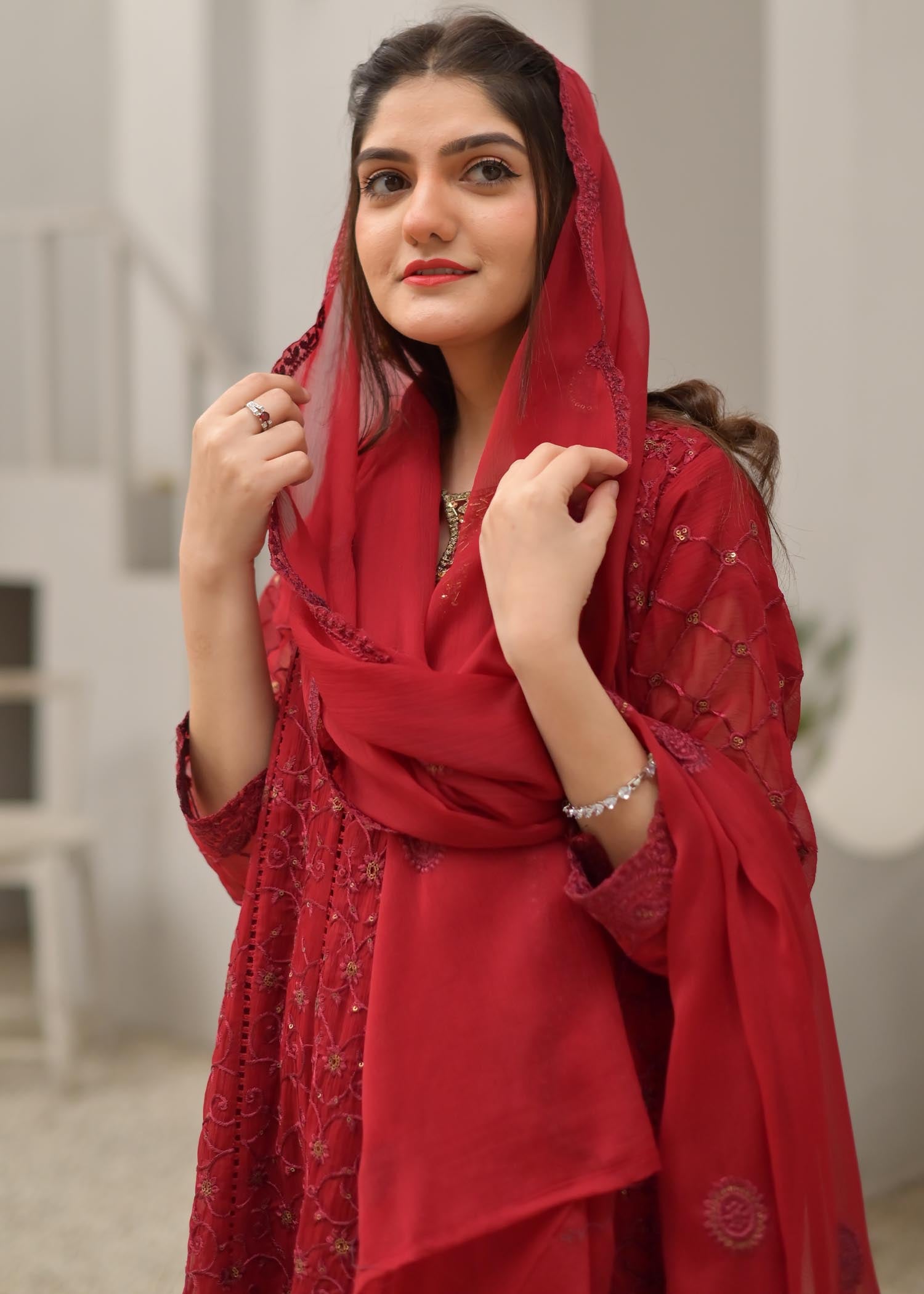 Rangoon Clothing Qurbat Maroon Women 3pcs