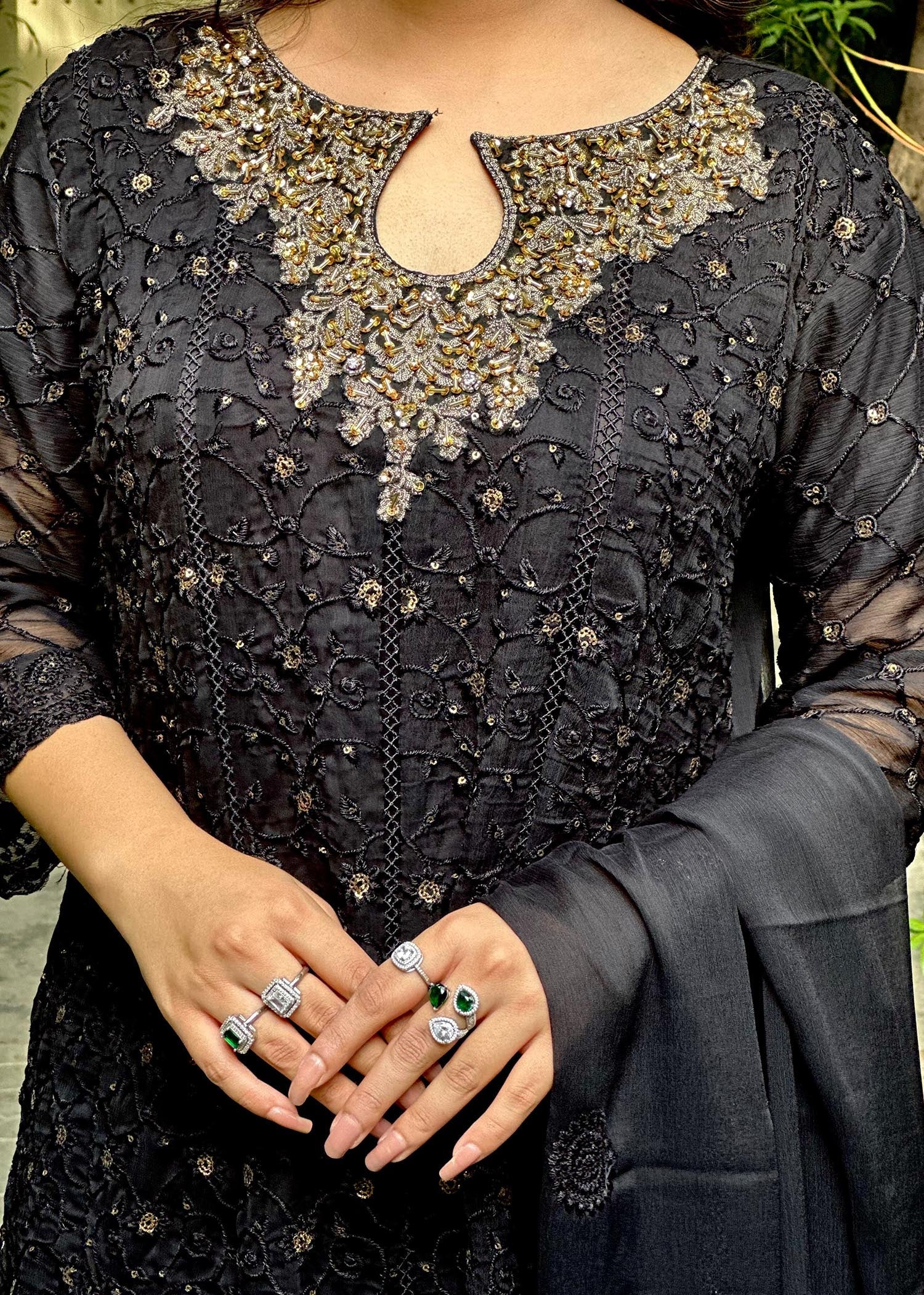 Rangoon Clothing Qurbat Black Women 3pcs