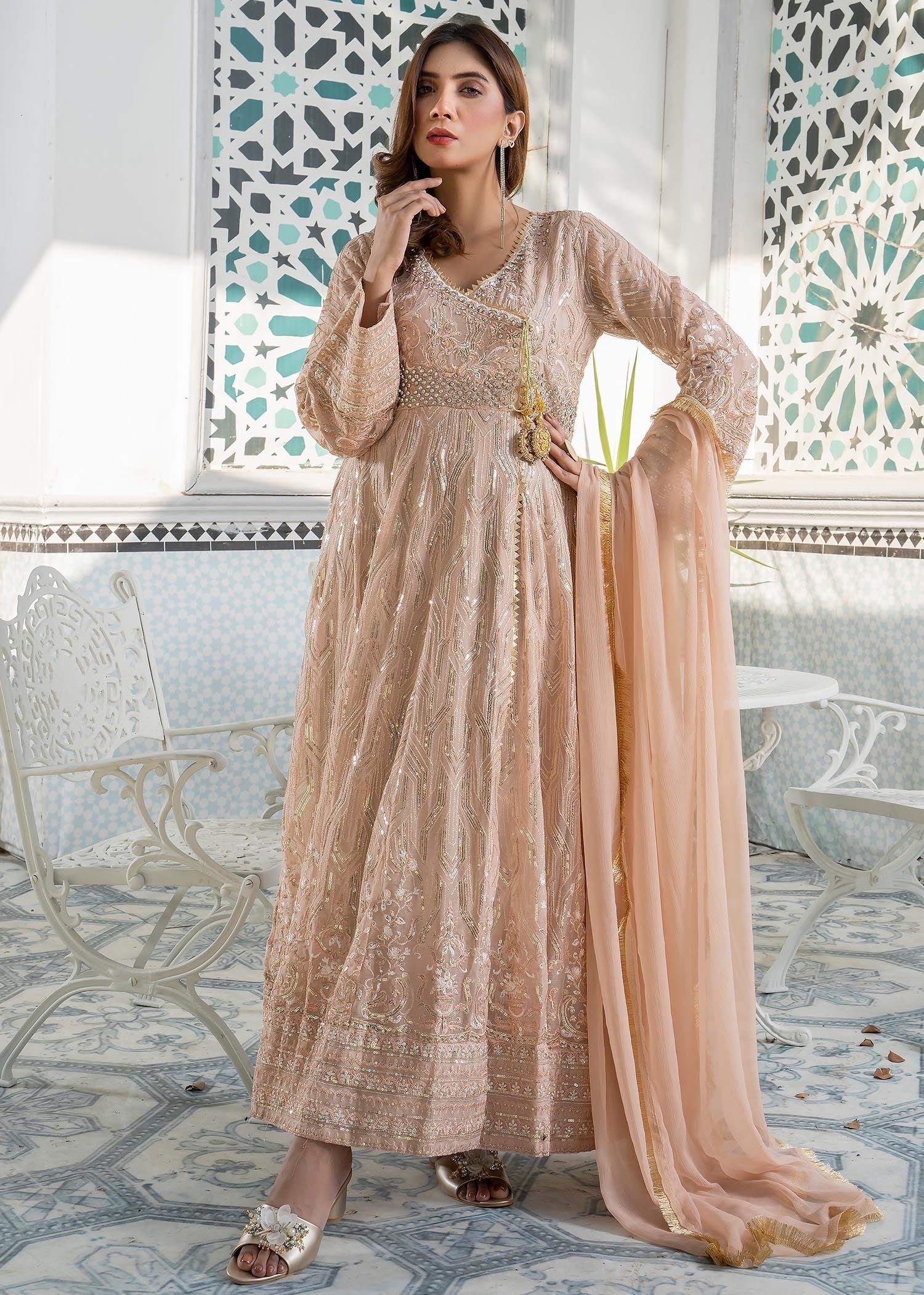 Manahils Angrakha 105 Peach Women 3pcs