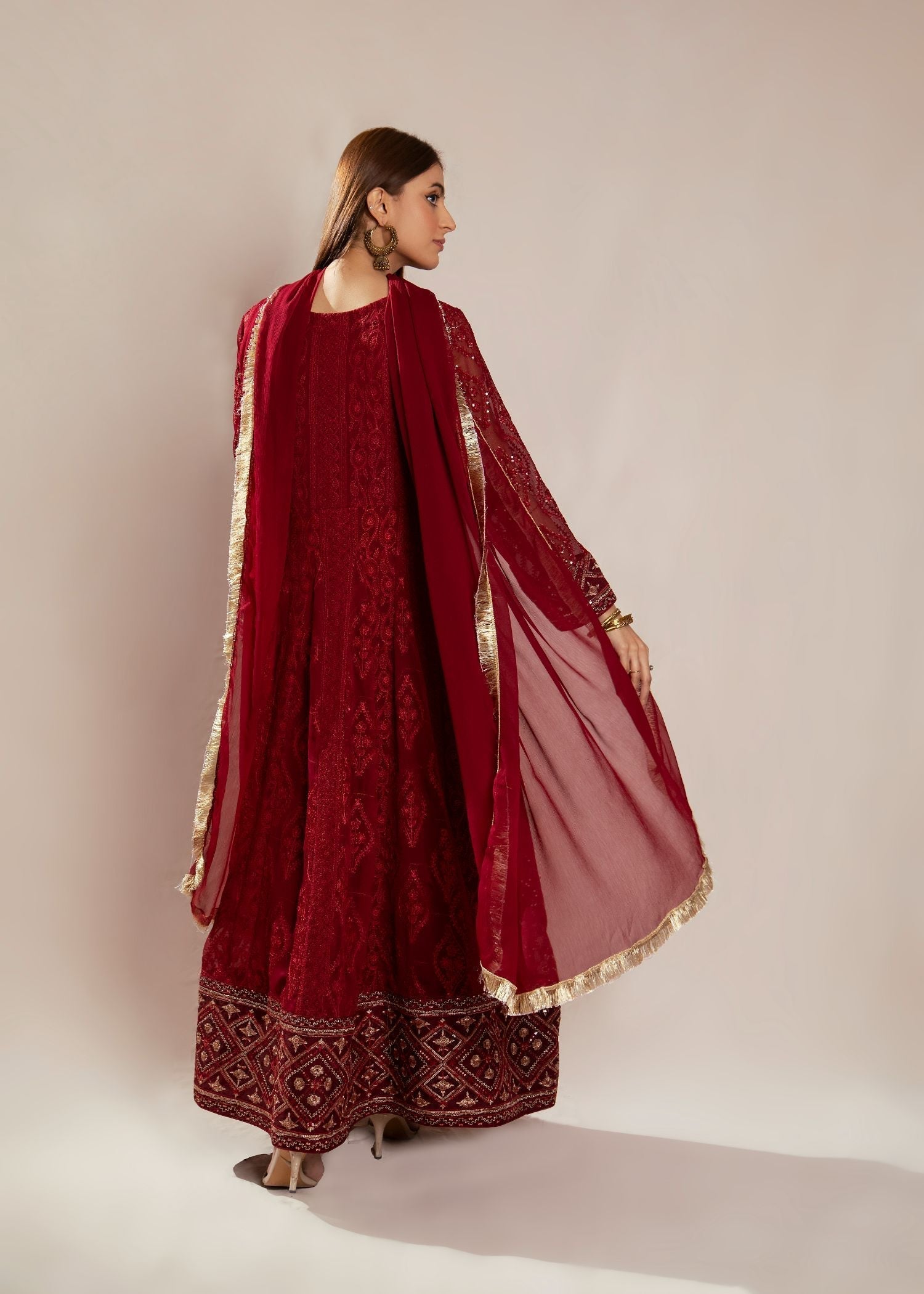 Manahils Angrakha 099 MELANIE MEHROON Women 3pcs