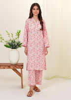 Buzzazi Pink Cambric Printed Suit Women 2pcs