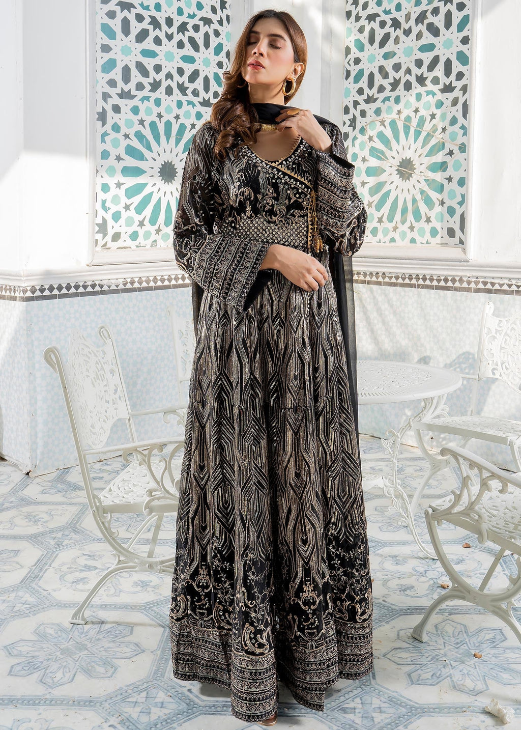 Manahils Angrakha 105 Black Women 3pcs