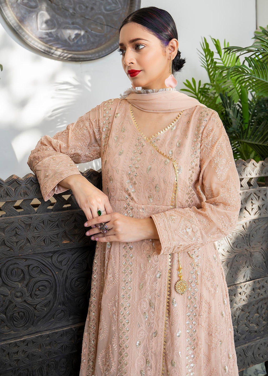 Manahils Angrakha 099 Peach Women 3pcs