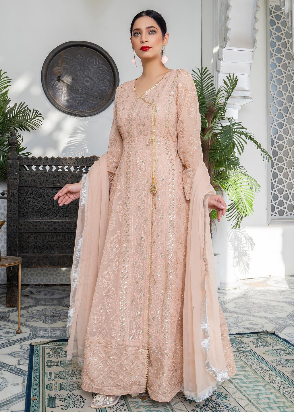 Manahils Angrakha 099 Peach Women 3pcs