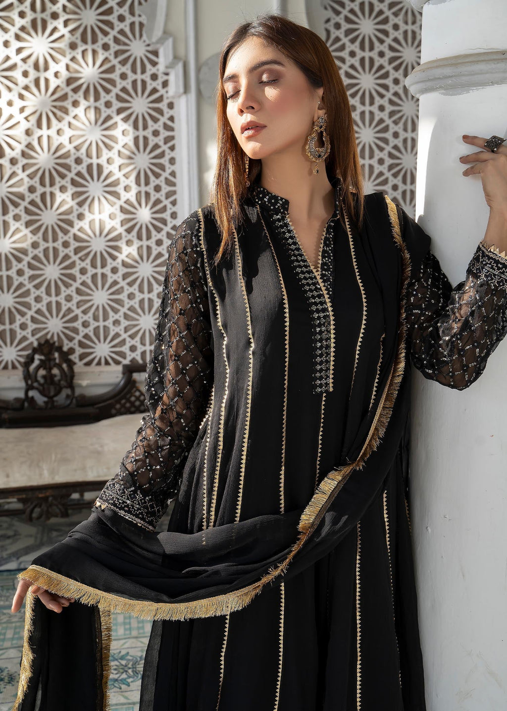 Manahils Maxi 106 Black Women 3pcs