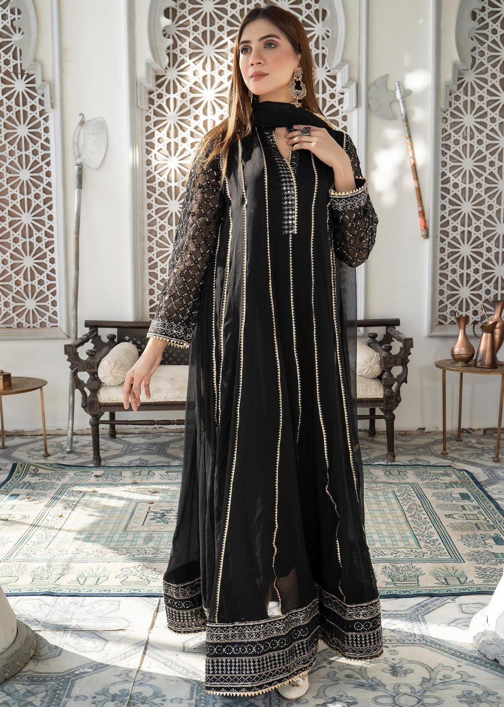Manahils Maxi 106 Black Women 3pcs