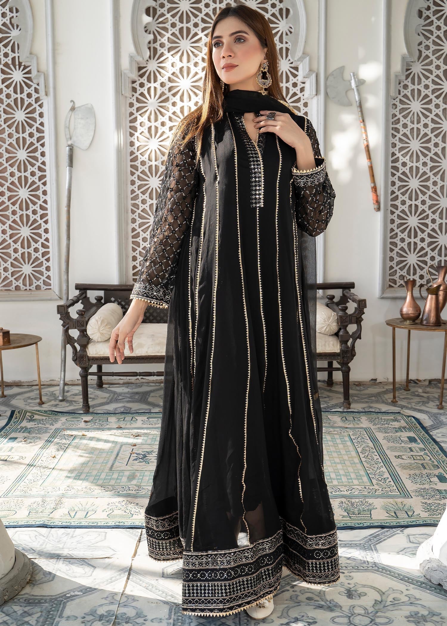 Manahils Maxi 106 Black Women 3pcs