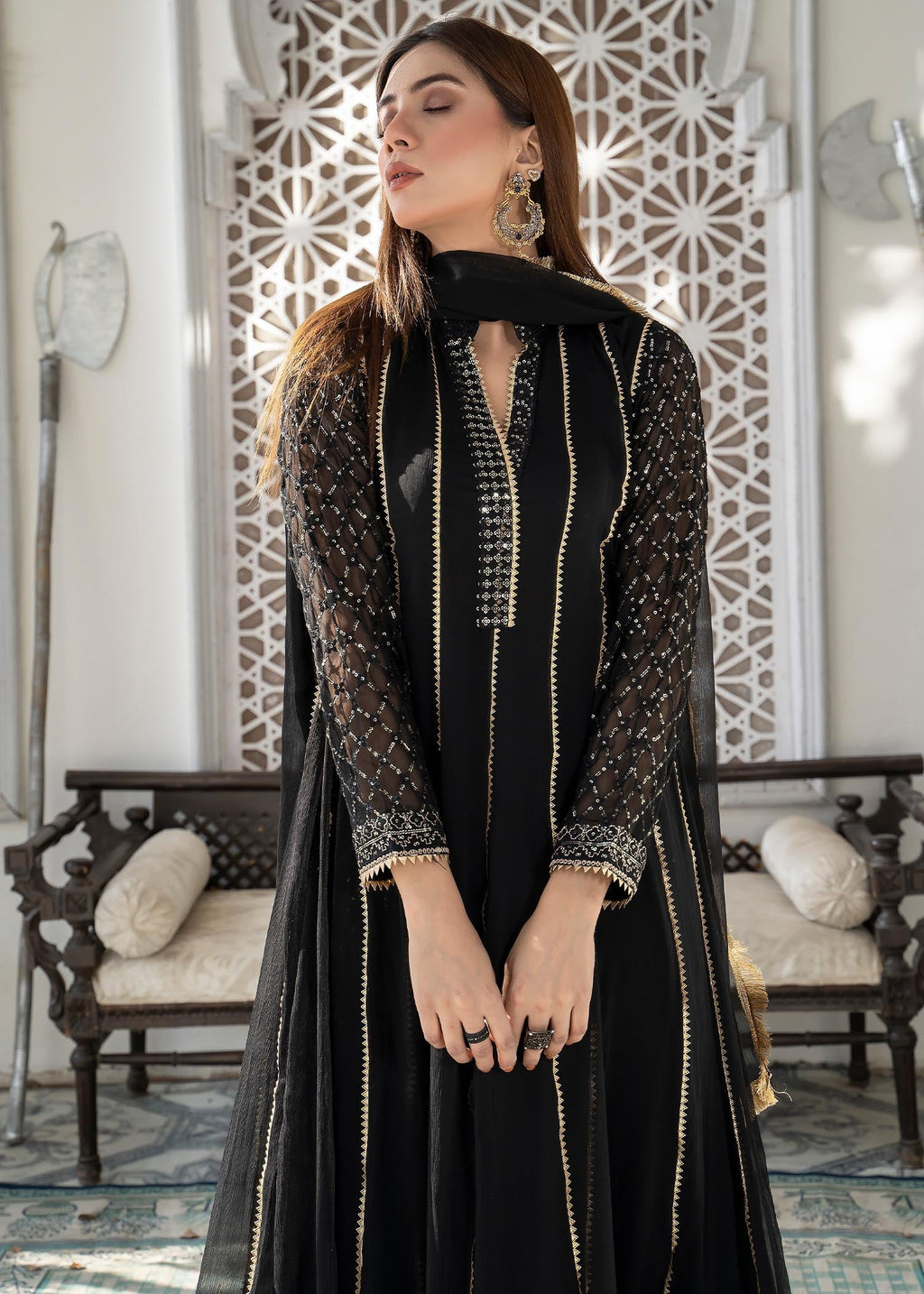 Manahils Maxi 106 Black Women 3pcs