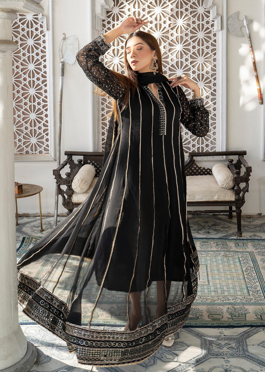 Manahils Maxi 106 Black Women 3pcs