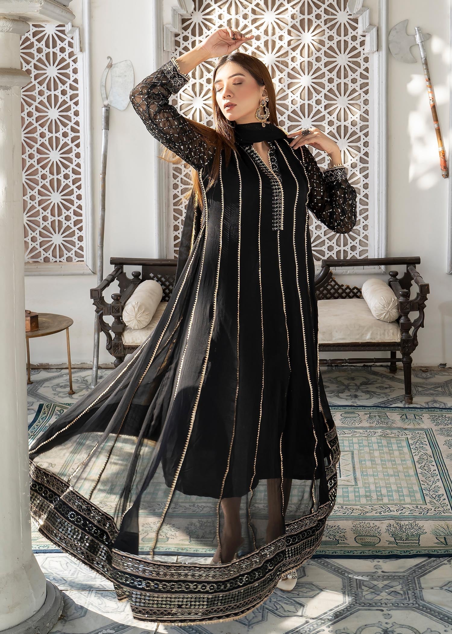 Manahils Maxi 106 Black Women 3pcs