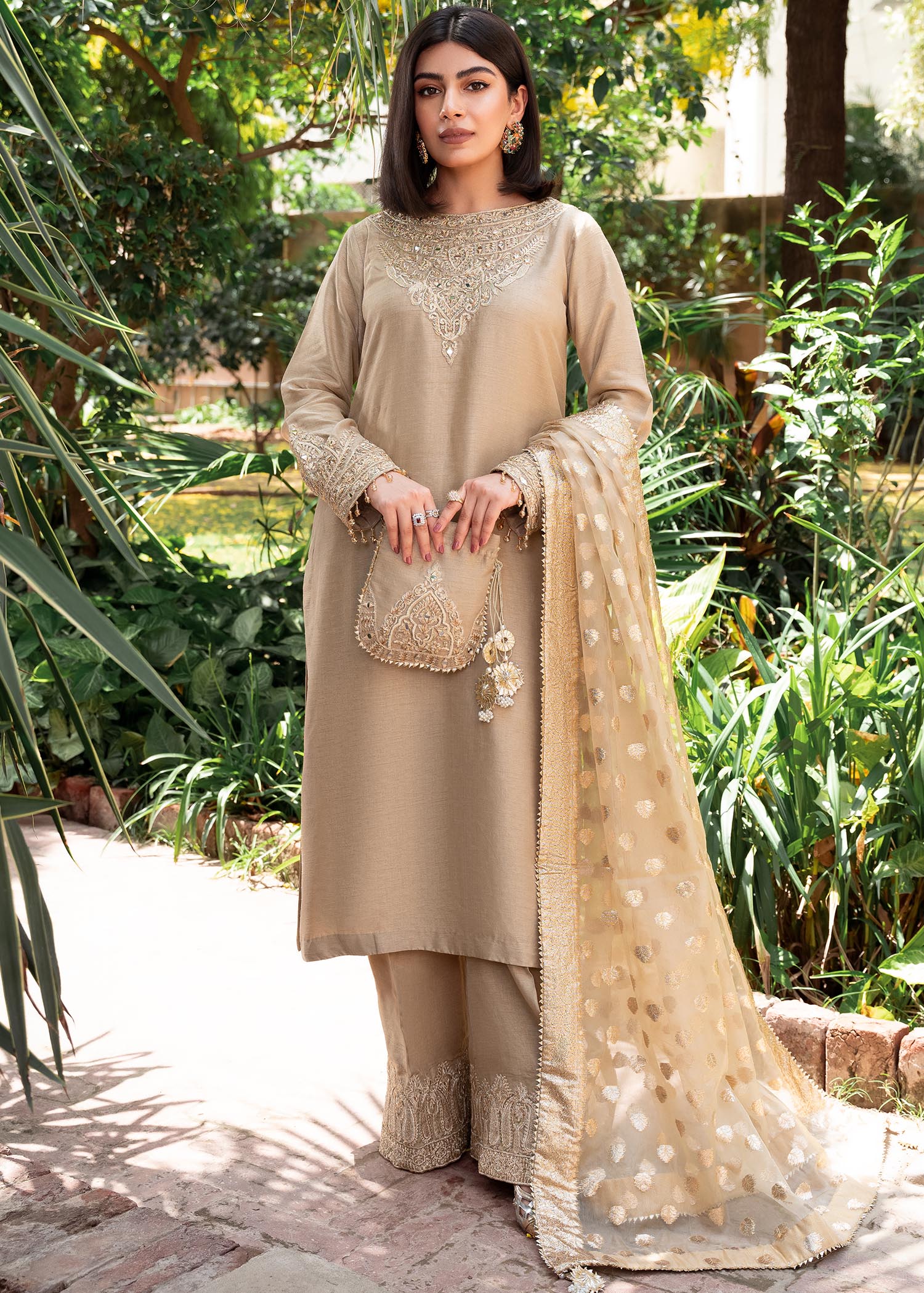 Rang-e-Haya Shireen Gold beige Women 3pcs