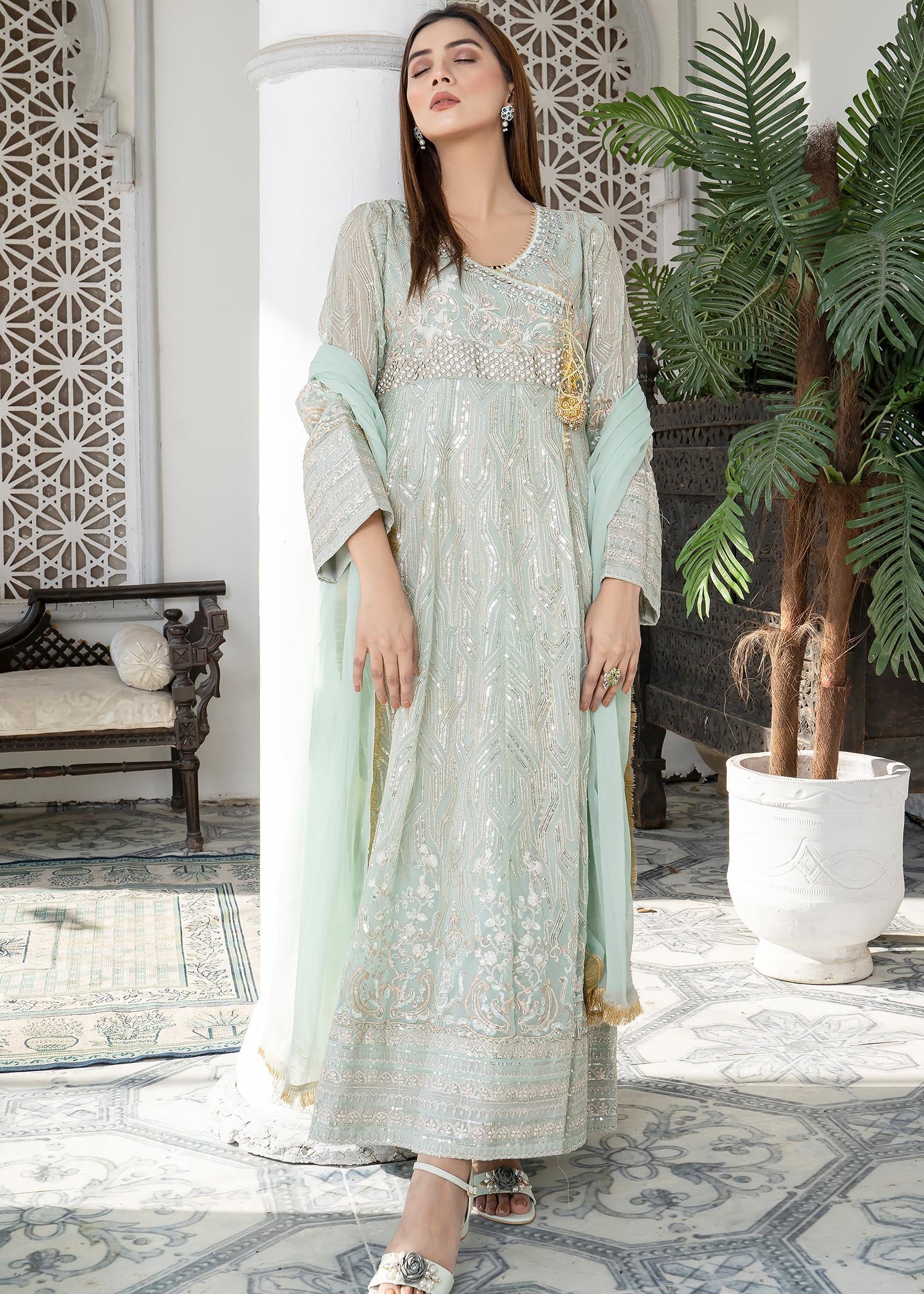 Manahils Angrakha 105 AQUA Women 3pcs