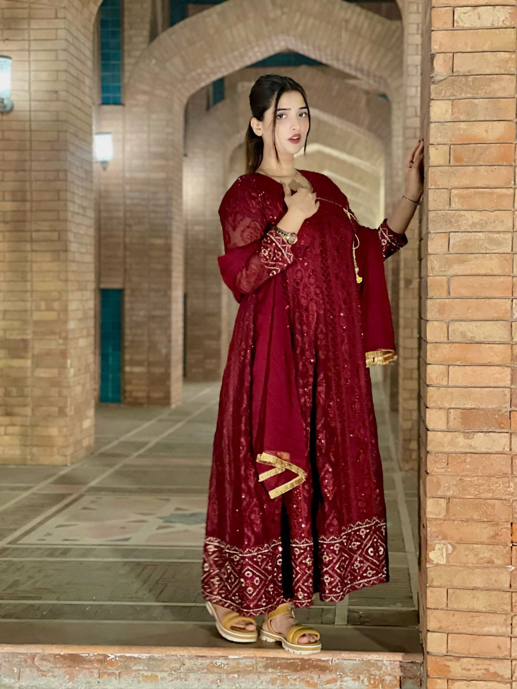 Four Season Boutique MONA ANGRAKHA MAROON Women 3pcs