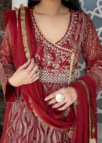 Manahils Angrakha 105 Maroon Women 3pcs