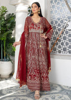 Manahils Angrakha 105 Maroon Women 3pcs