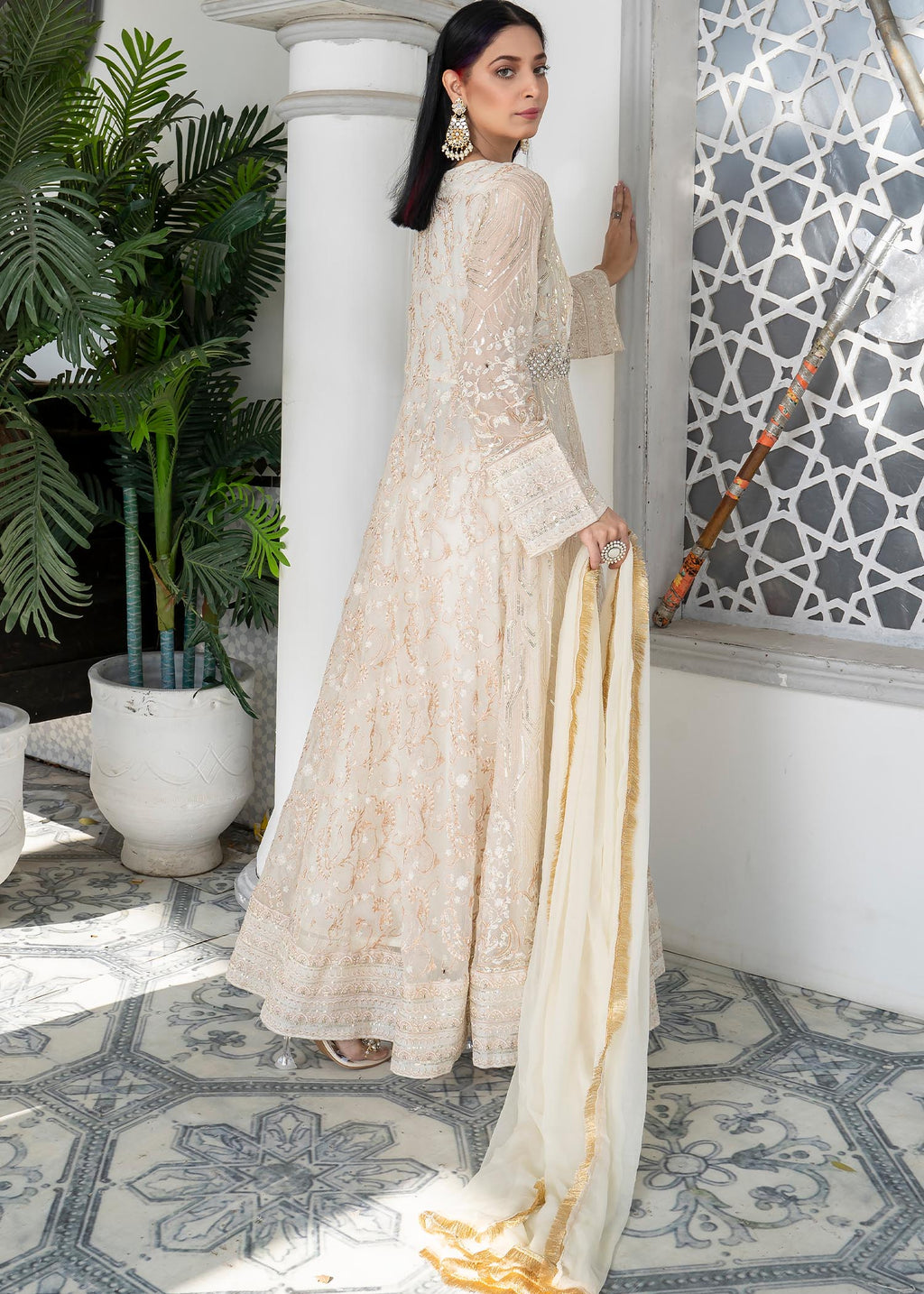 Manahils Angrakha 105 Off White Women 3pcs