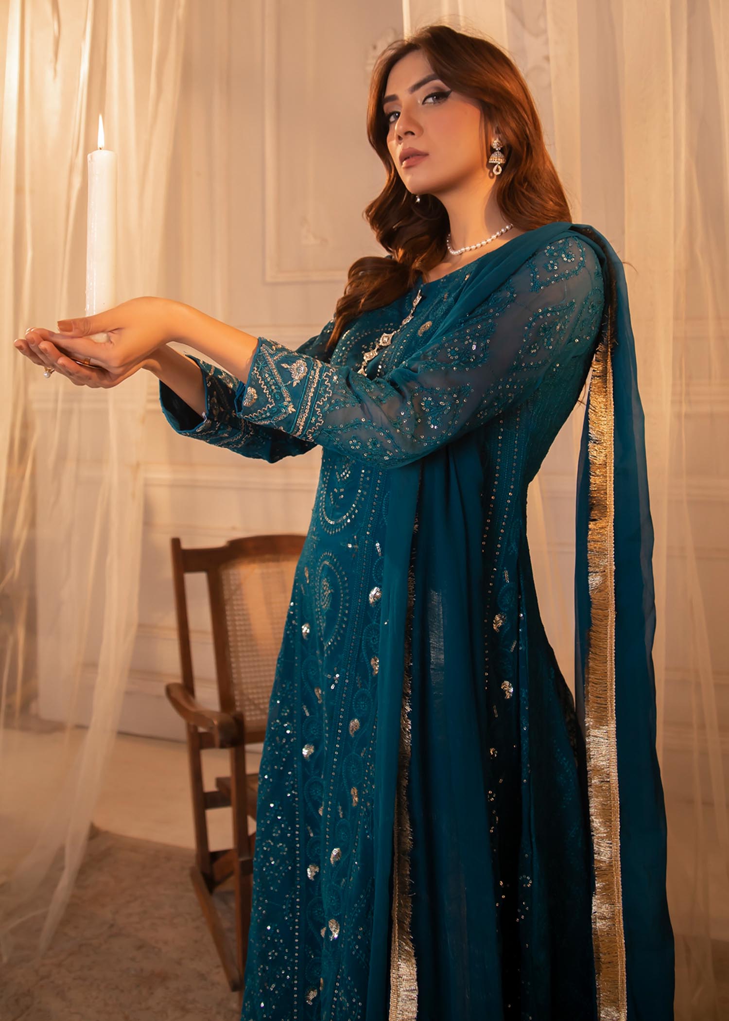 Manahils Maxi 098 Blue Women 3pcs