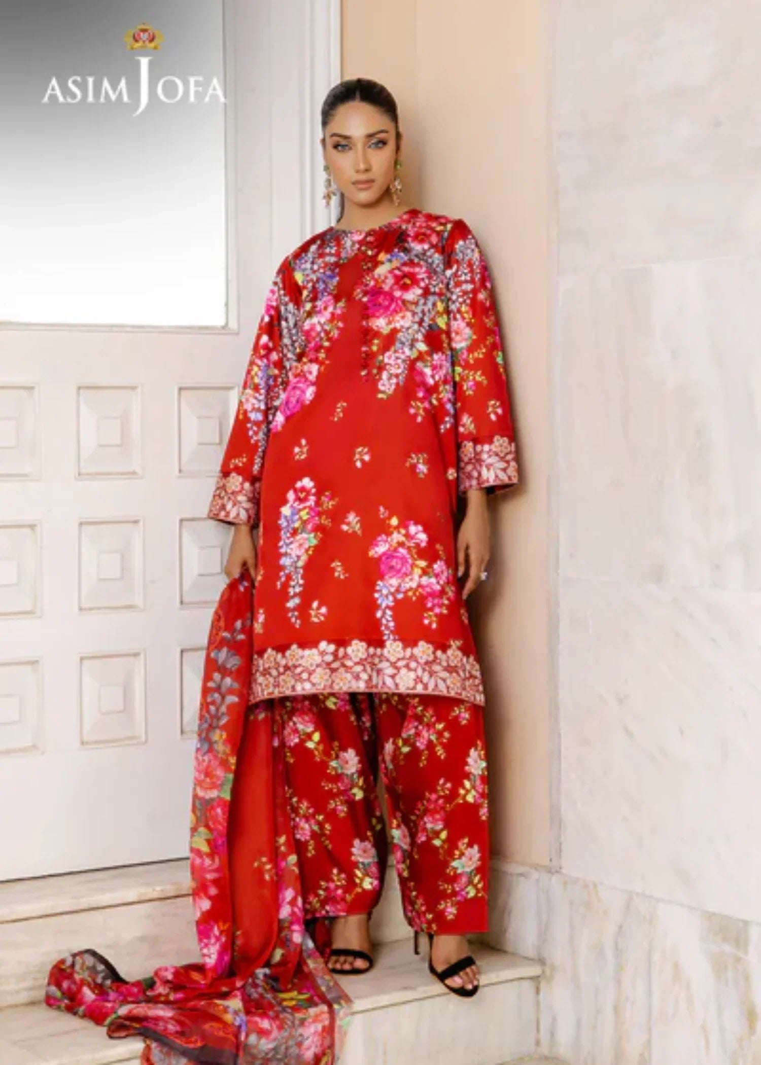Asim Jofa AJPB 197 EMBROIDERED CHARMEUSE SILK STITCHED Women 3pcs