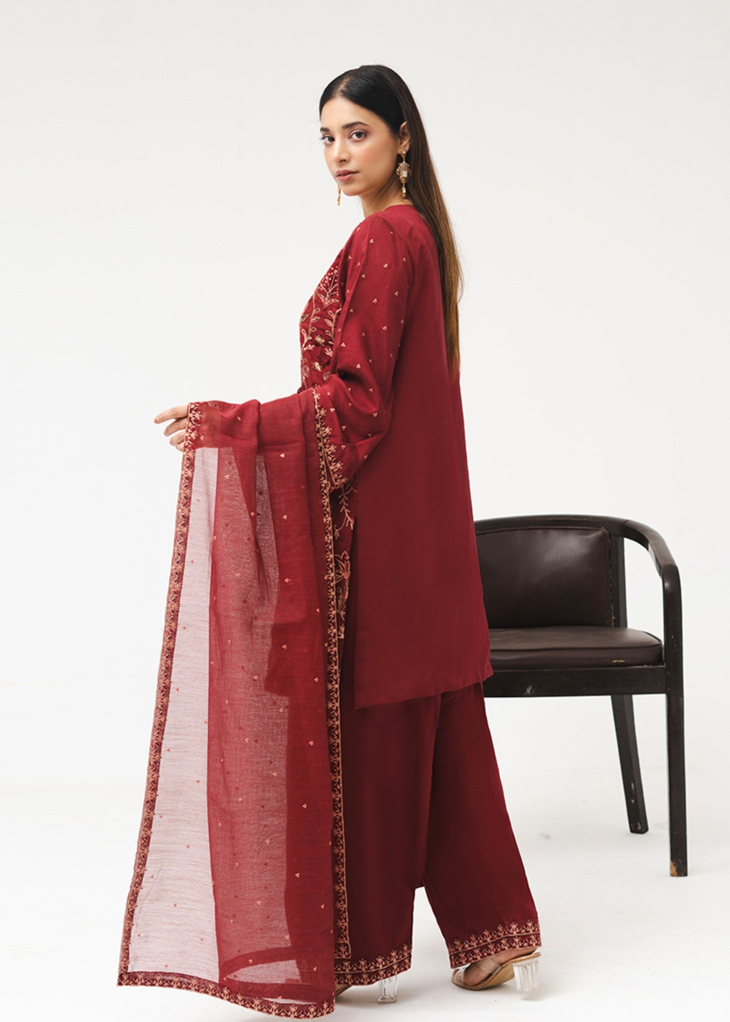 Kross Kulture Embroidered Viscose Suit With Farshi Shalwar 1623 Women 3pcs