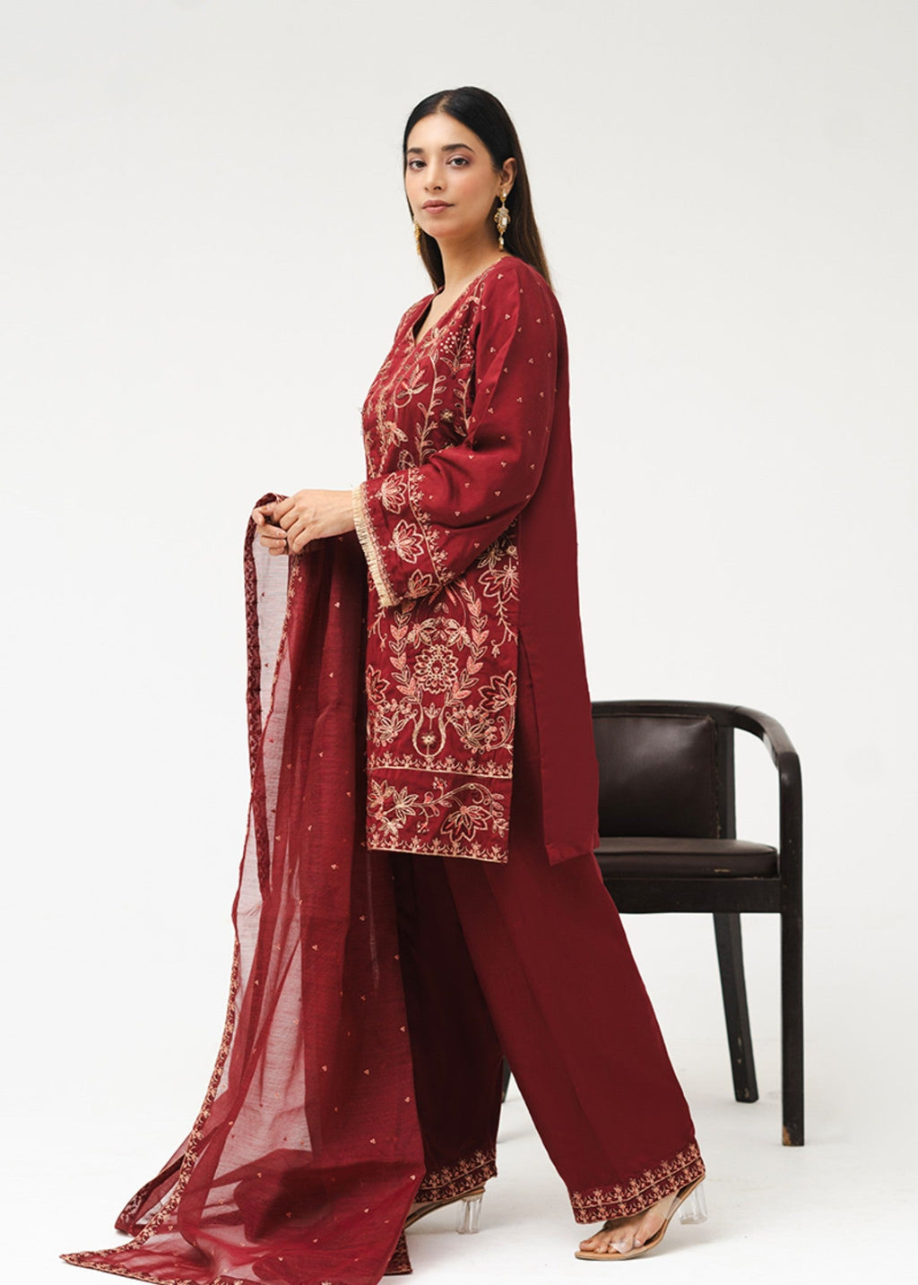 Kross Kulture Embroidered Viscose Suit With Farshi Shalwar 1623 Women 3pcs
