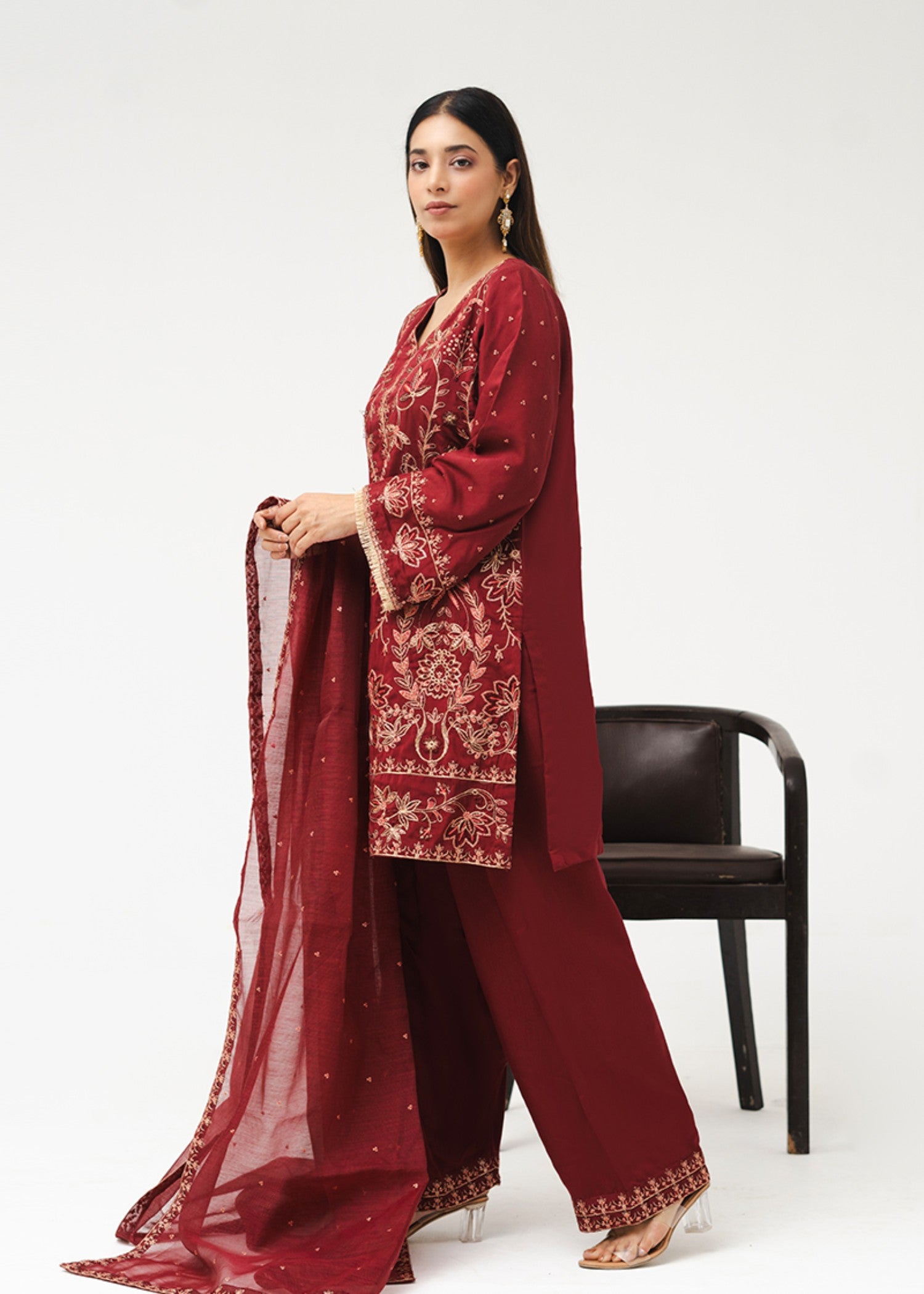 Kross Kulture Embroidered Viscose Suit With Farshi Shalwar 1623 Women 3pcs