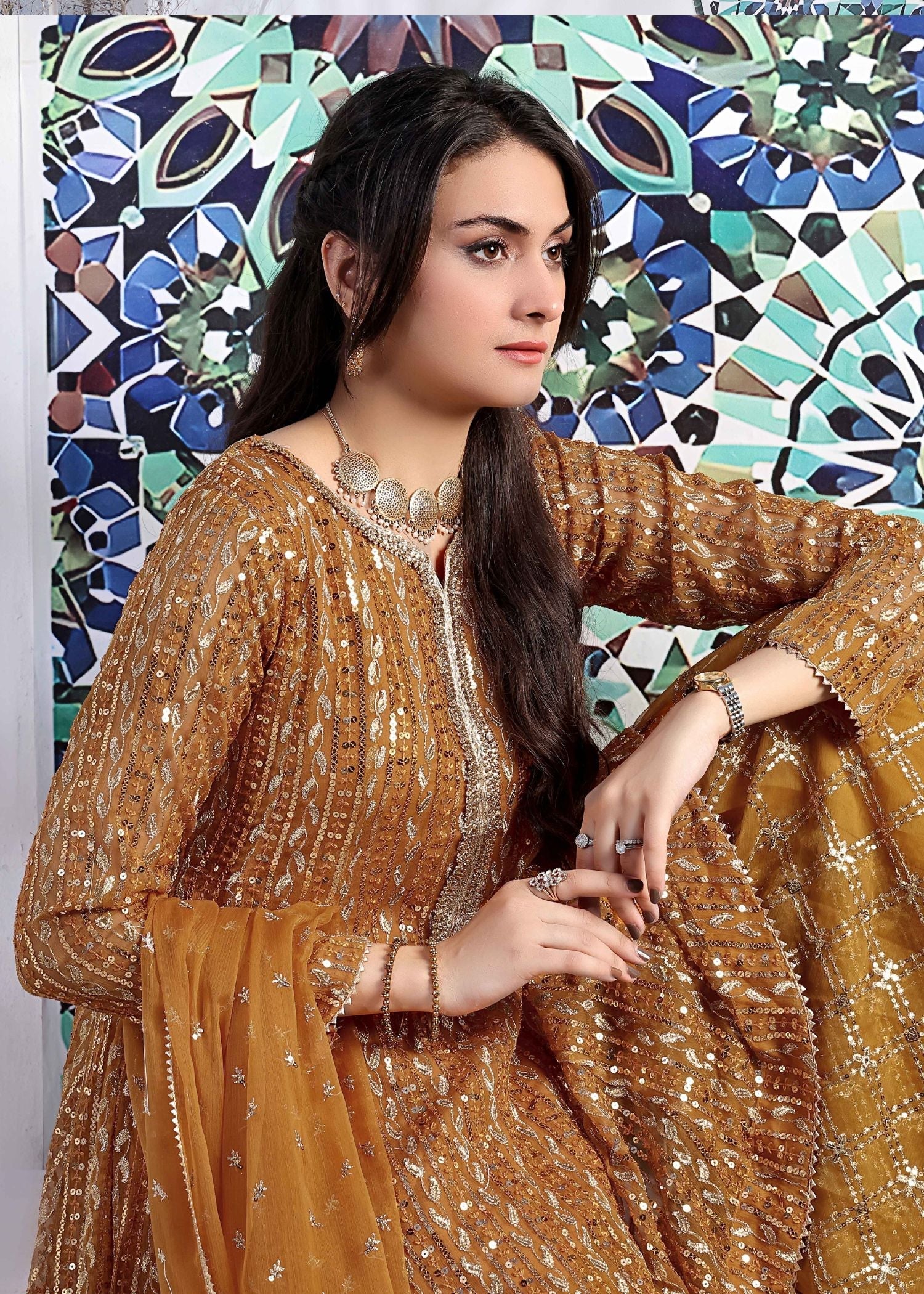 Ayesha Closet Preshy Gul Mustard Women 3pcs