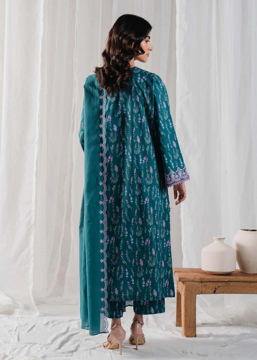 Buzzazi Teal Printed Suit Women 3pcs