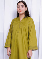 Pretbee Olive Green Kurta Set Women 2pcs