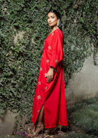 Kross Kulture Embroidered Cotton Silk Kaftan 1554 Women 1pcs