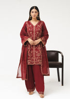 Kross Kulture Embroidered Viscose Suit With Farshi Shalwar 1623 Women 3pcs