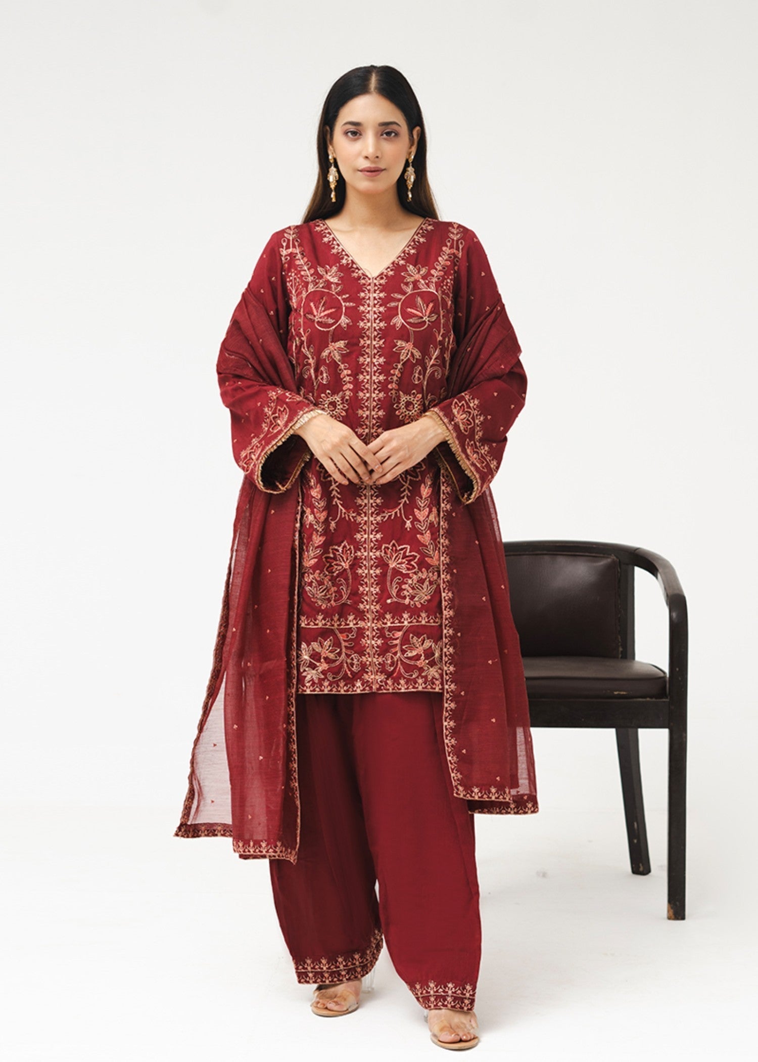 Kross Kulture Embroidered Viscose Suit With Farshi Shalwar 1623 Women 3pcs
