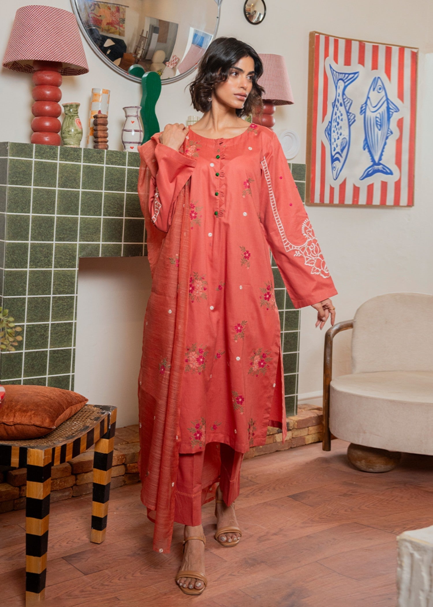 Kross Kulture Embroidered Lawn Suit 01522 Women 3pcs