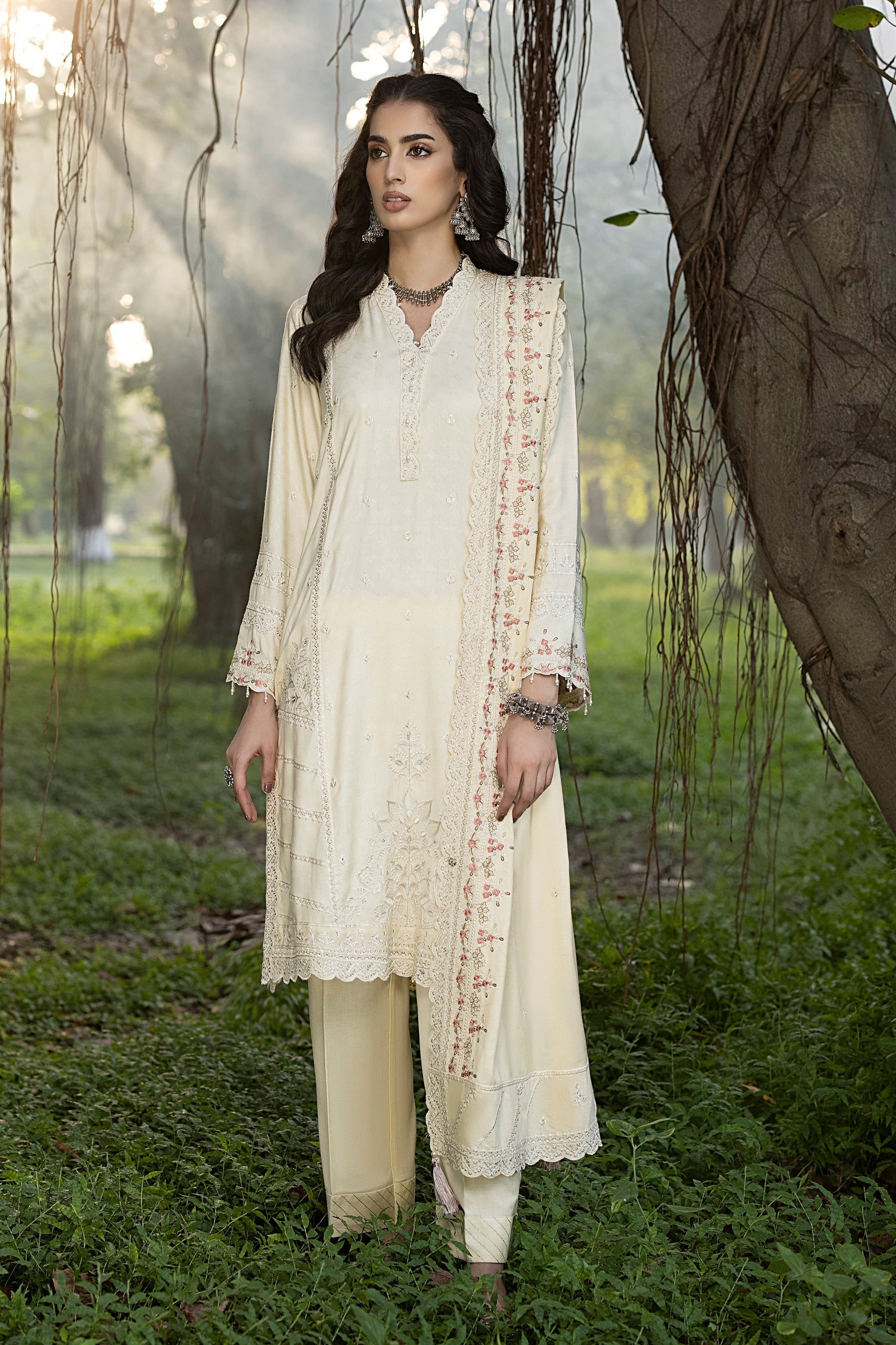 Lakhany Ready To Wear Embroidered with Fancy Shawl Women 3pcs