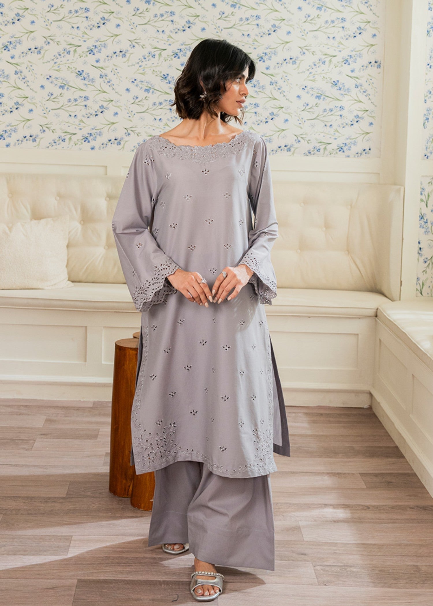 Kross Kulture Embroidered Cotton Silk 01672 Women 2pcs