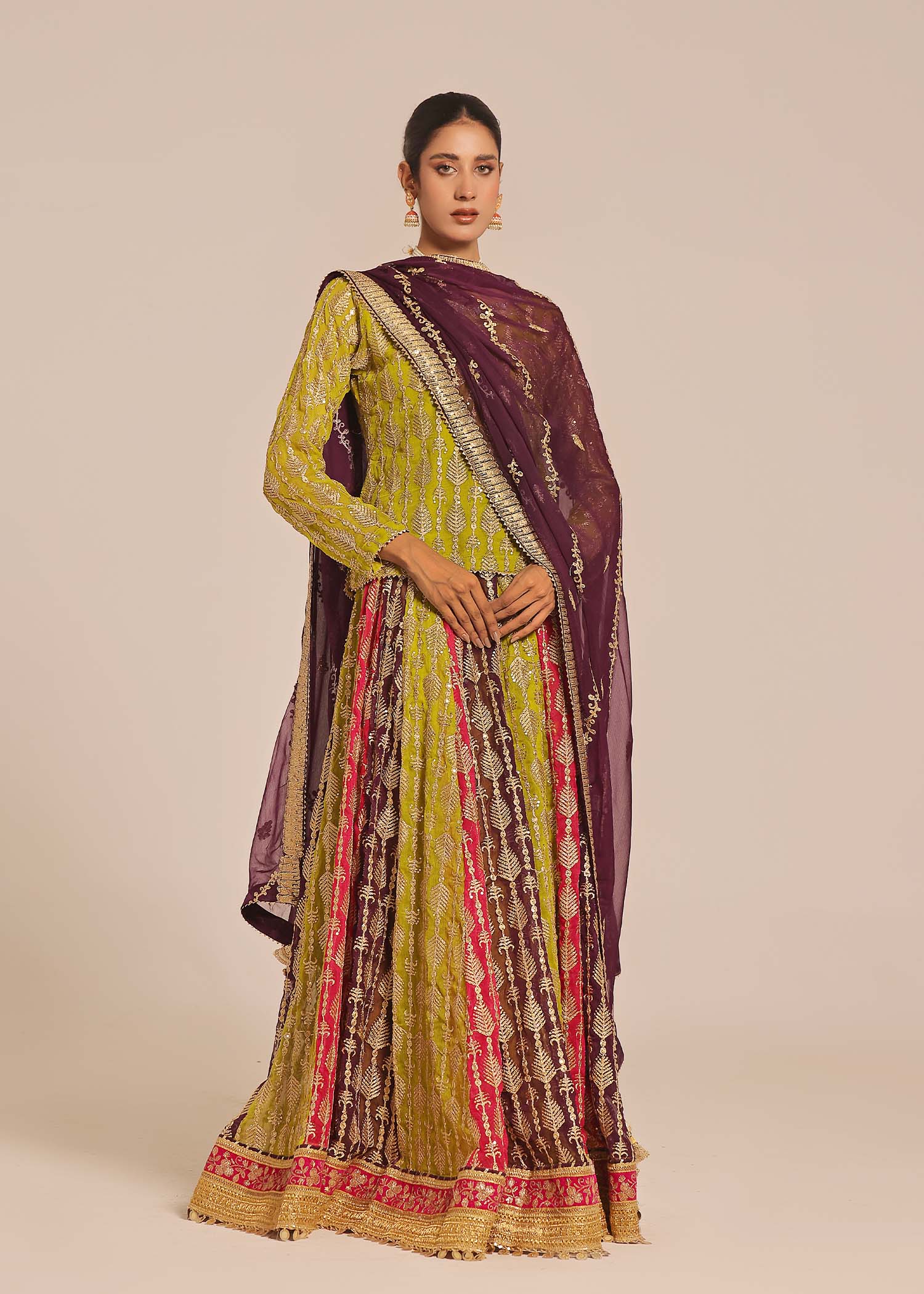 Ayesha Closet Naurattan Olive Women 3pcs