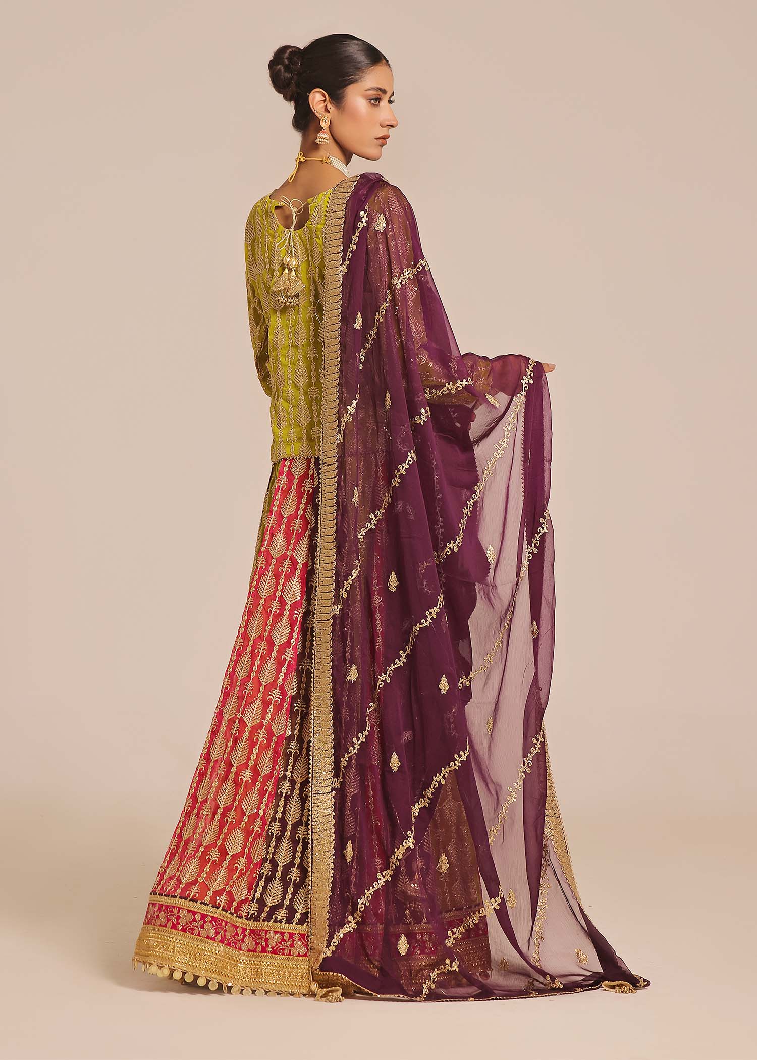 Ayesha Closet Naurattan Olive Women 3pcs