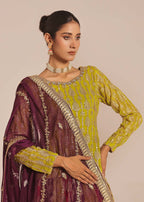 Ayesha Closet Naurattan Olive Women 3pcs