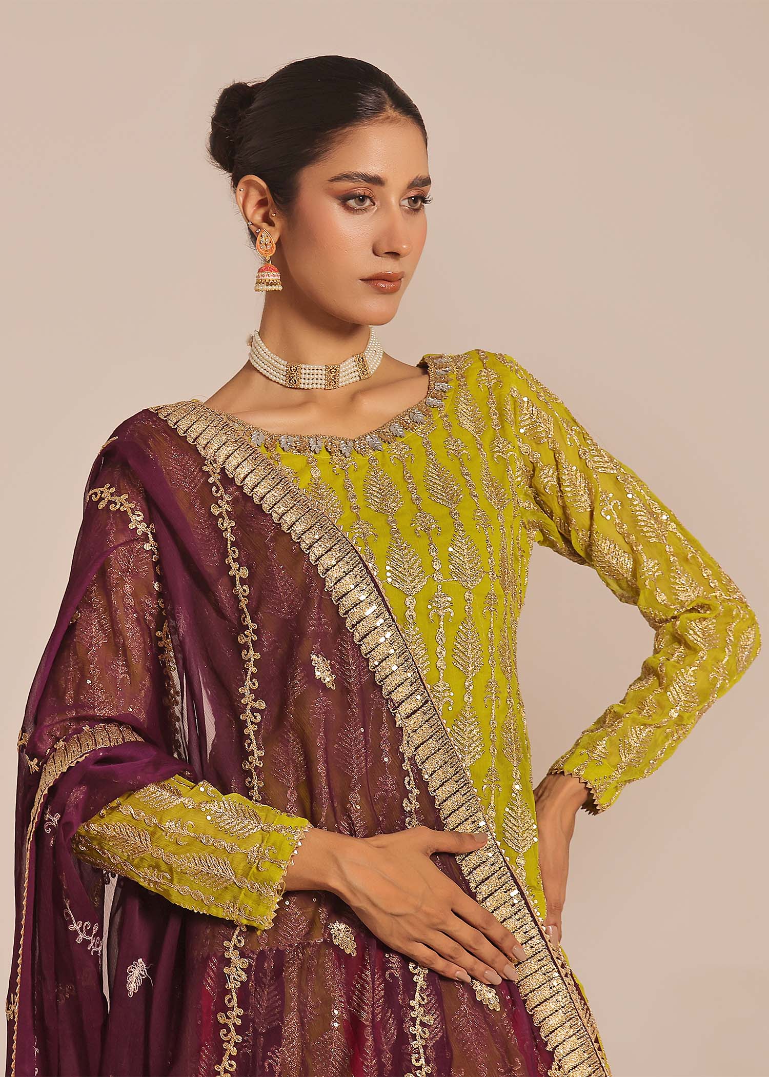 Ayesha Closet Naurattan Olive Women 3pcs