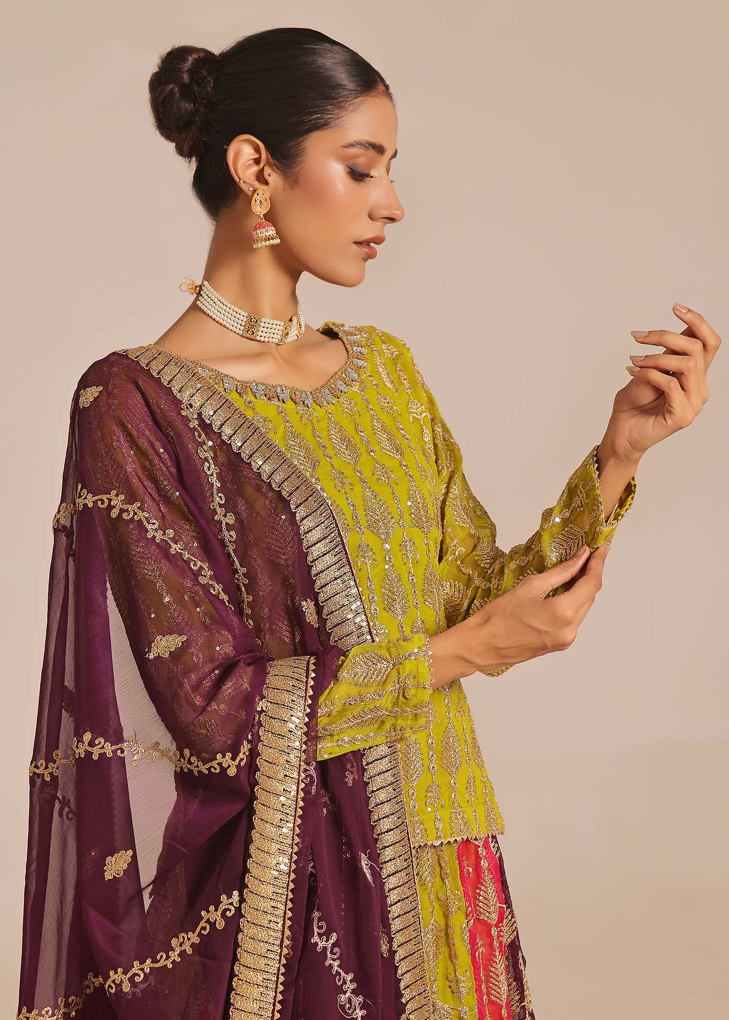 Ayesha Closet Naurattan Olive Women 3pcs