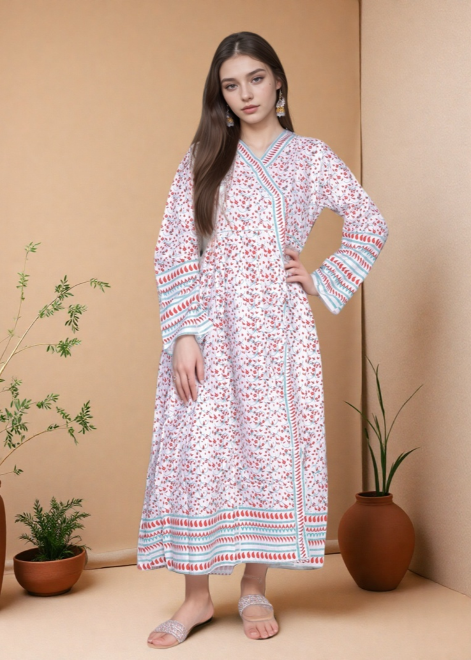 Libas Thread White Angrakha Women 1pcs