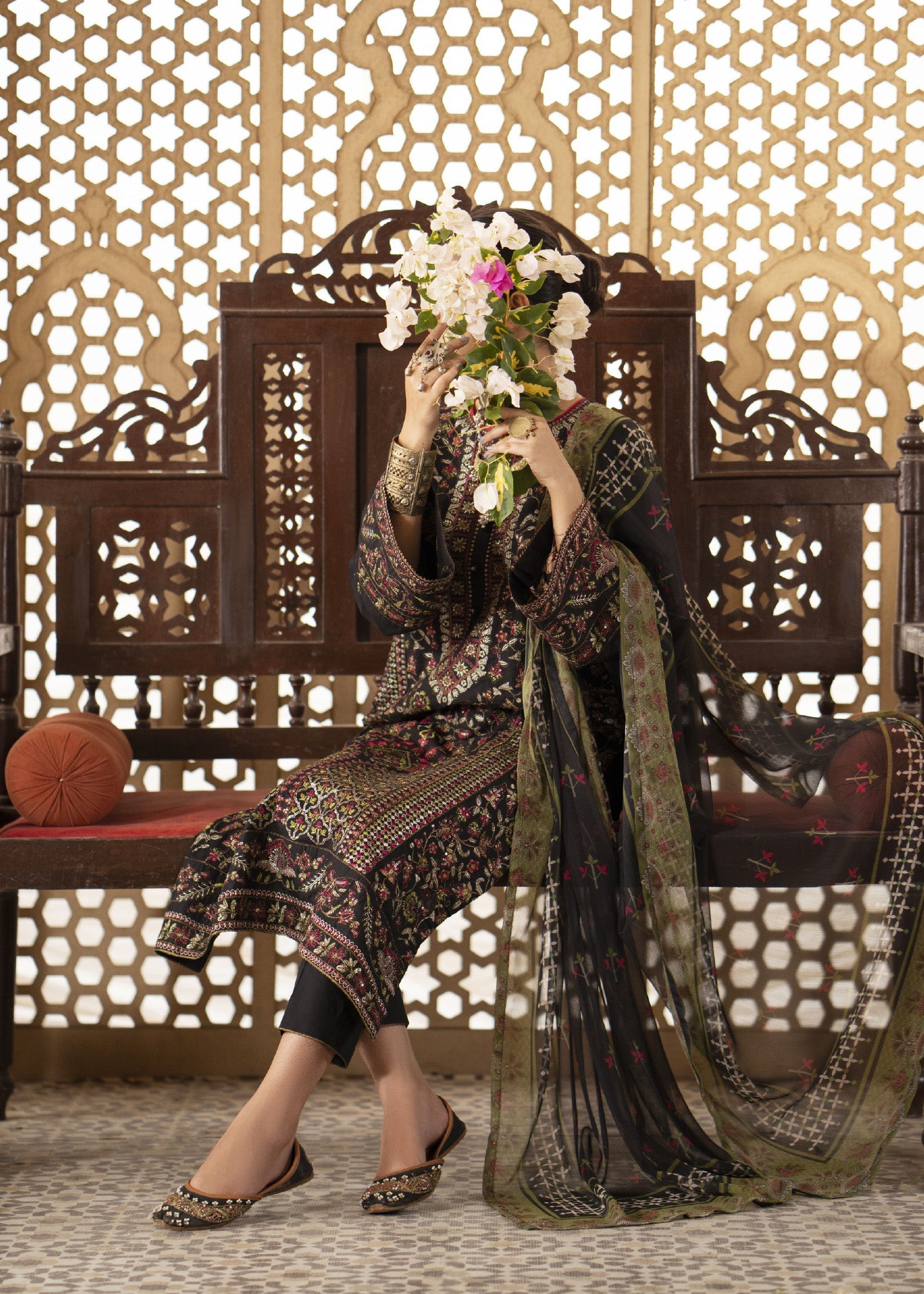 Decor Fashion Mashriq Black and Green Women 3pcs