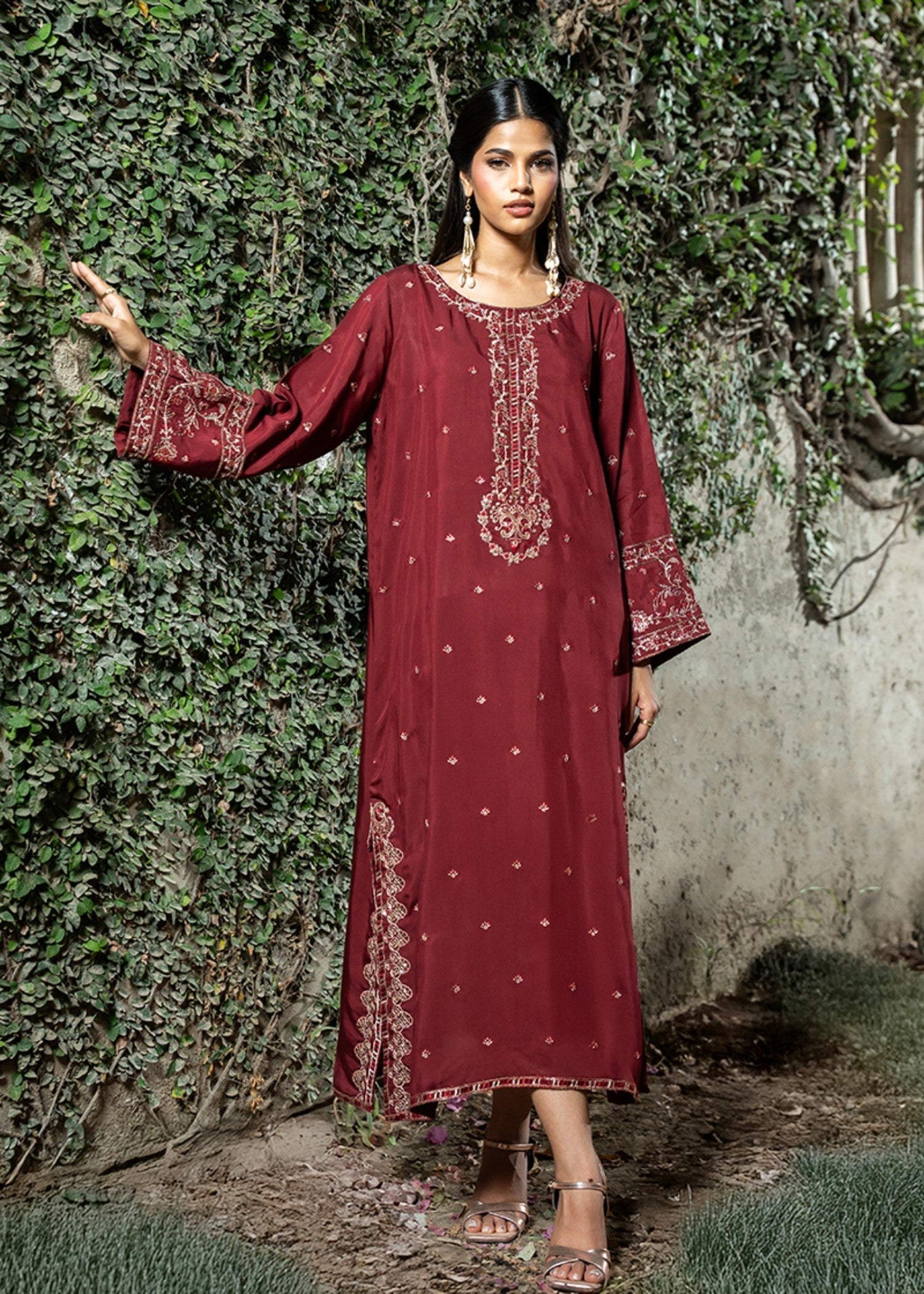 Kross Kulture Embroidered Viscose Kaftan 1574 Women 1pcs