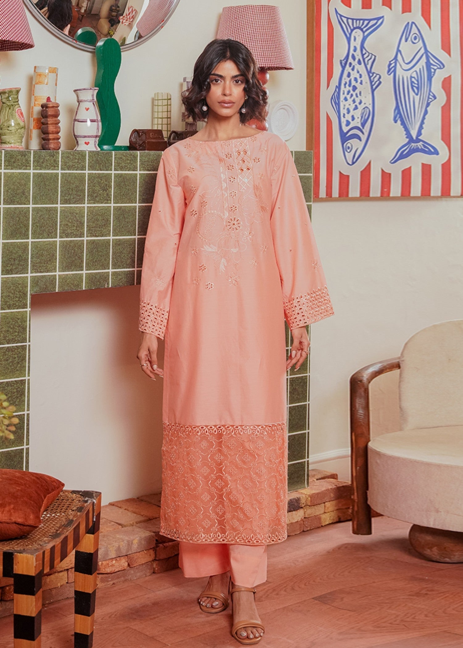 Kross Kulture Embroidered Cotton Silk Suit 01675 Women 2pcs