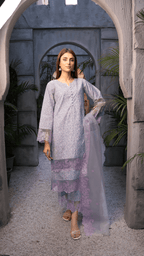 Naaz Couture Lilac Printed Raw Silk Suit Women 3pcs