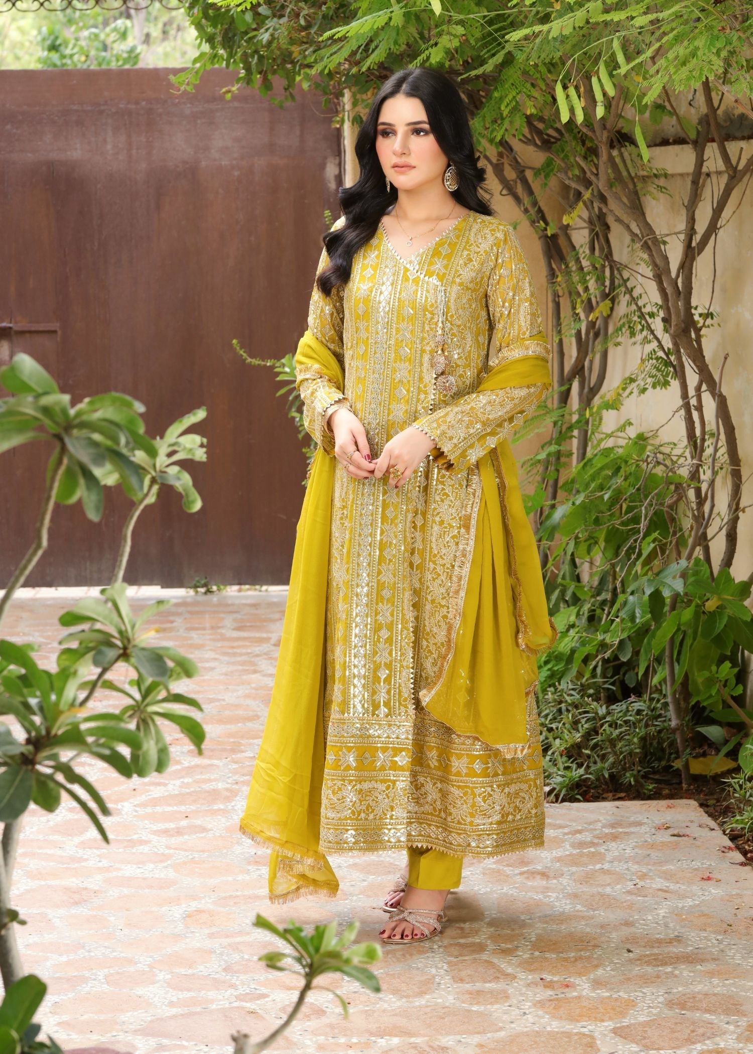 Manahils Angrakha 122 DIVINE Mustard Women 3pcs