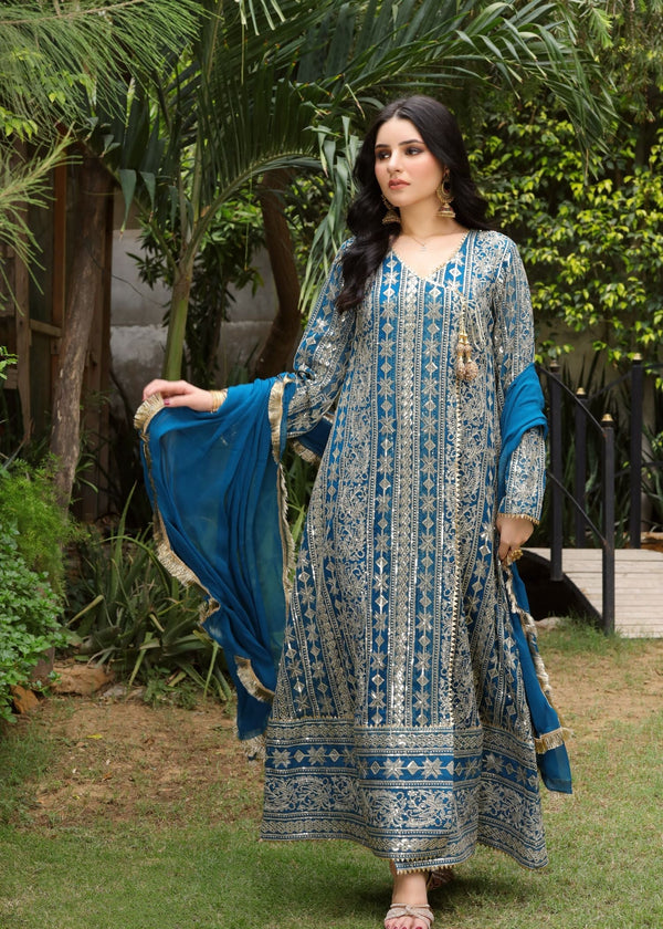 Manahils Angrakha 122 DIVINE ZINC BLUE Women 3pcs