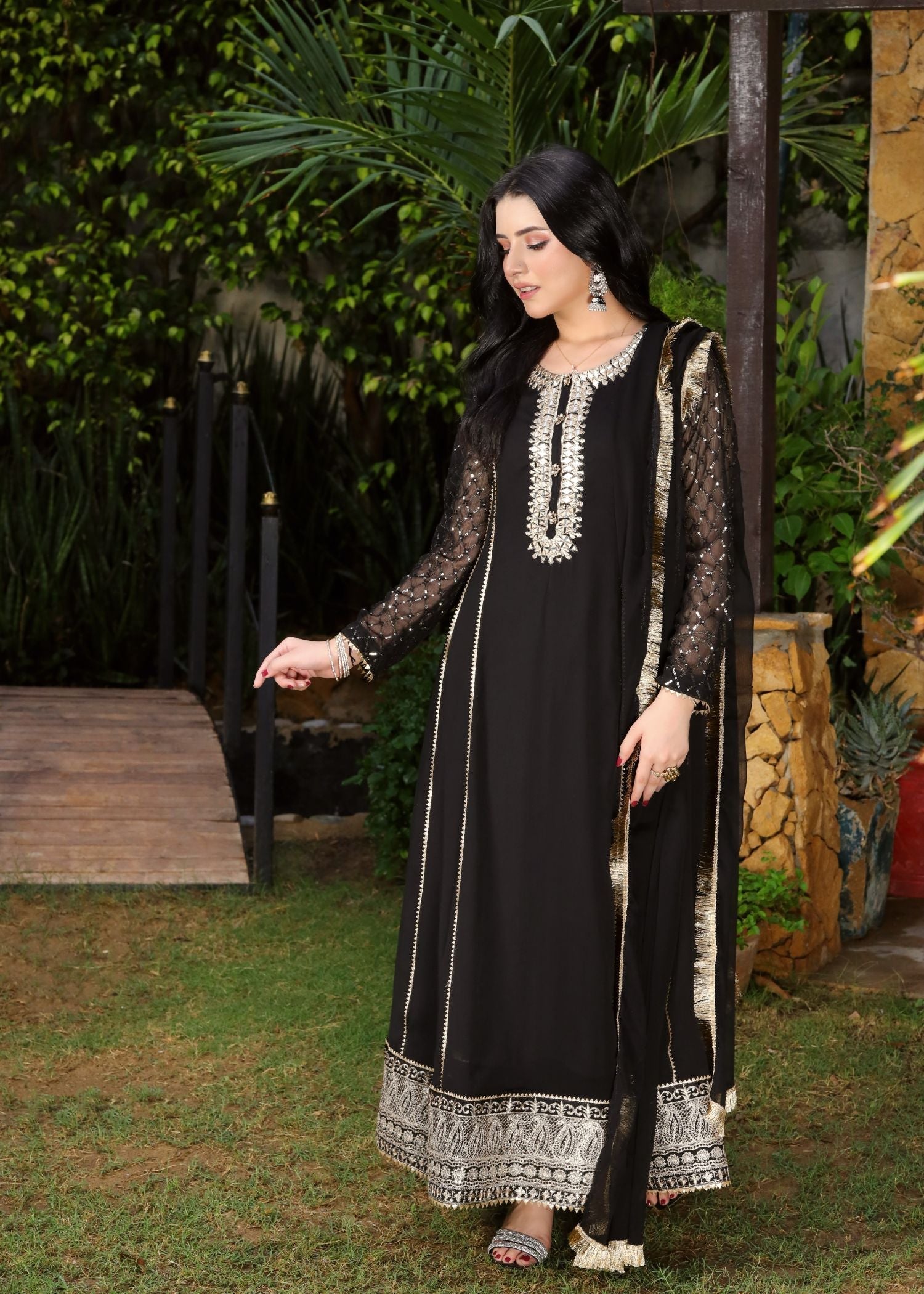 Manahils KURTI 123 BLACK Women 3pcs